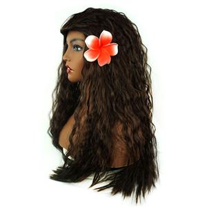 Fashion Polynesian Princess Movie Halloween Party Wig, Sexy Masquerade Wavy Hair Wig, Girl's Hawaiian Tribes Wavy Long Hair Wig, Hawaiian Girl Film Wavy Long Hair Cosplay Wig, Halloween Masquerade Cosplay Party Accessory Wig, #MS19661