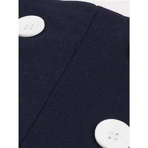 Preppy Style Dark Bule High Waist Button Women's Skirt N14284