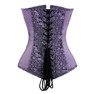 Purple Buckle Brocade Corset Top&Skirt Set N12776