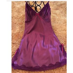 Sexy Purple Shoulder Strap Lace Babydoll Nightgown Sleepwear Night Dress N16695