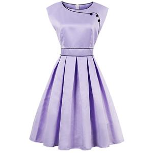 Vintage Dresses for Women, Sexy Dresses for Women Cocktail Party, Casual Midi dress, Purple Swing Daily Dress, Women's Swing Midi Dress, #N14391