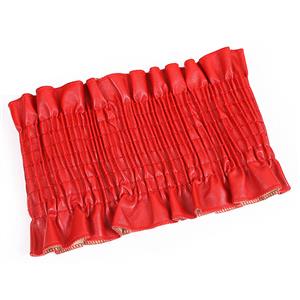 Fashion Red Faux Leather Ruffle Elastic Wide Waistband Waist Cincher Belt N18258