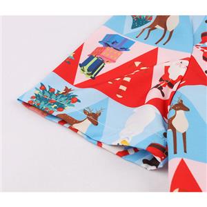 Retro Christmas Element Printed Short Sleeves High Waist Midi Dress N18216