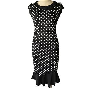 1950's Vintage Scoop Neck Fishtail Cocktail Formal Bodycon Wiggle Midi Dress  N12099