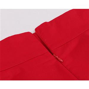 1950's Retro Red Polka Dots Rockabilly High Waist Flared Pleated Skirt HG18702