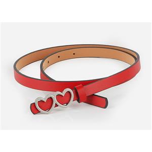 Retro Red Women's Fashion All-match Heart Jeans Thin Belt N18136