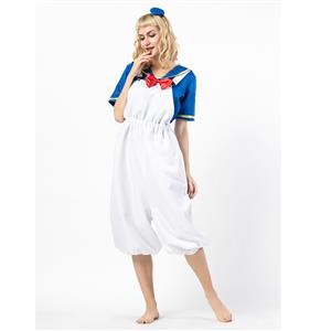 4PCS Retro Women's Sailor Costume Sailor Shirt and Suspenders Cosplay Set N18303