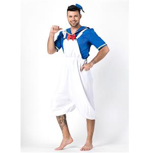 4PCS Retro Men's Sailor Costume Sailor Shirt and Suspenders Cosplay Set N18304