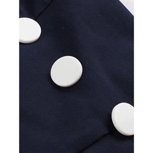 Modern Sailor Style Dark Blue Square Neck 3/4 Sleeve Bodycon Dress N14305