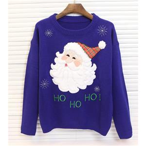 Cute Santa Snowflakes Knitted Sweater Pullover N12259