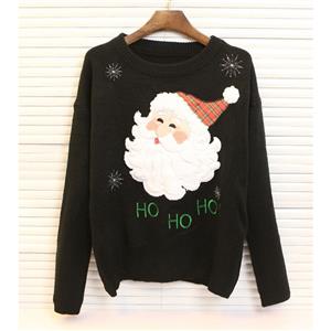 Cute Santa Snowflakes Knitted Sweater Pullover N12261