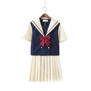 Cute Navy Collar Blouse With Skirt Academy Uniform Sets School Girl Cosplay Costume N20557