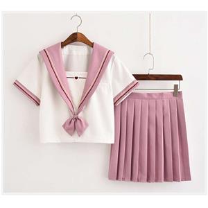 Lovely Navy Collar Tops With Skirt Academy Uniform Sets School Girl Cosplay Costume N20611