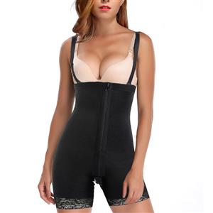Sexy Black Open-bust Front Zipper Underwear Slimming Body Shaper Shapewear PT20866
