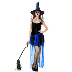 Black Vintage Witch Costume, Vintage Witch Halloween Party Dress, Sexy Black Witch Costume, Fashion Black Witch Womens Costume, #N19440