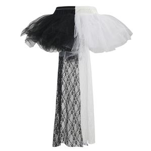 Women's Sexy Black and White High Waist High-low Lace Tulle Skirt N16493