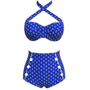 Sexy Blue High Waist Bikini Set BK12311