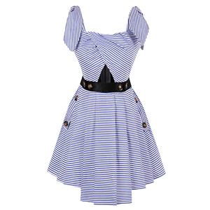 Women's Sexy Bow Knot Straps Stripe Mini Dress N14455