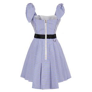 Women's Sexy Bow Knot Straps Stripe Mini Dress N14455