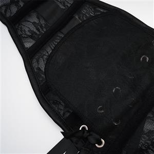 Sexy Black 14 Plastic Boned lace Steel Busk Closure Waist Cincher Underbust Corset N23326