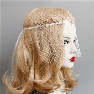 Sexy Charming White Fishnet Butterfly Party Face Mask MS17324