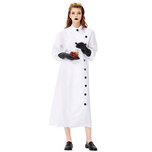 3pcs Unisex Crazy Scientist White Long Robe Halloween Cosplay Costume N19447