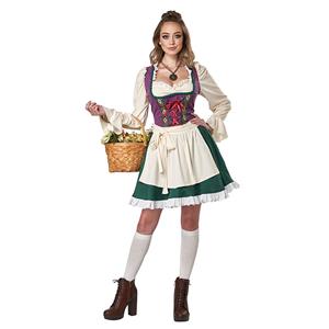Sexy False Two Pieces Flared Long Sleeves Dress Halloween Cosplay Maid Fancy Costume N20989