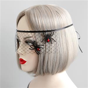 Women's Sexy Fishnet Spider Decor Face Mask MS13032