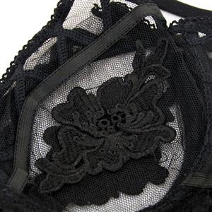 Sexy Women's Floral Lace Hollow High-cut Bustier N14512