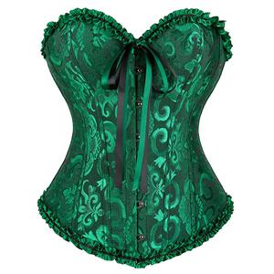 Sexy Green Busk Closure Embroidered Burlesque Corset N22779