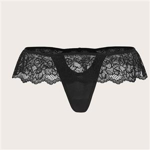 Hot Sexy Black Lace See-through Hollow Out Triangular Panty PT23101