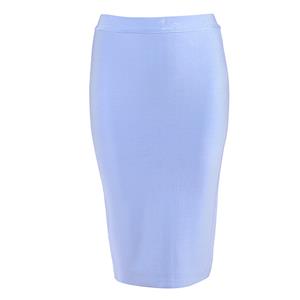 Women's Sexy OL Svelte Pure Blue Stretchy High Waist Bodycon Bandage Skirt N15185