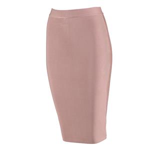 Women's Sexy OL Svelte Pure Nude Stretchy High Waist Bodycon Bandage Skirt N15199