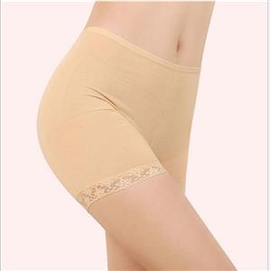 Women's Sexy Light Brown Lace Insert Short Leggings Panties PT14703