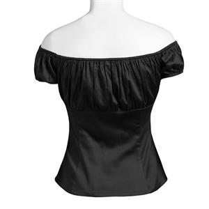 Sexy Black Short Sleeve Off Shoulder T-shirt N11860