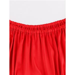Sexy Red Off Shoulder Slash Neck Tiered Midi Women's Dress N14259