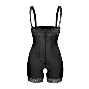 Sexy Black Spaghetti Straps Open-bust Zipper Slimming Plus Size Bodyshaper Underwear PT20404