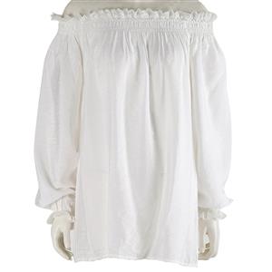 Sexy Peasant Ruffle Long Sleeve Off Shoulder Blouse N11858