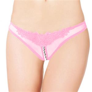 Sexy Pink Crotchless Applique Pearl Panty PT17278