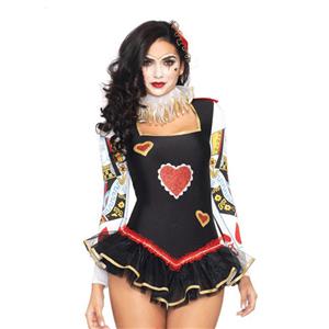 Sexy Poker Circus Clown Club Party Women's Halloween Costume Mini Long Sleeves Dress N18194