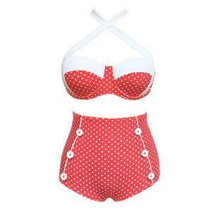 Sexy Red High Waist Bikini Set BK12313