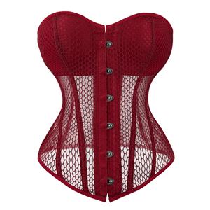 Gothic Punk Sexy Mesh Overbust Corset Bustier Body Shapewear for Hourglass Shape N23268