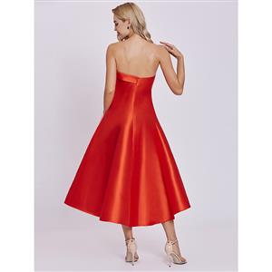 Women's Sexy Red Strapless Petal Neckline High-low Homecoming Dress N15613