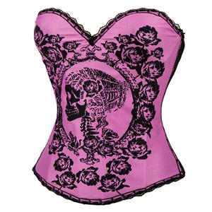 Sexy Rose Red Lace Trim Halloween Costume Overbust Corset N11618