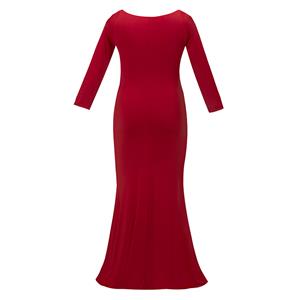 Sexy V Neck Long Sleeve Evening Party Fishtail Plus Size Maxi Dress N14456