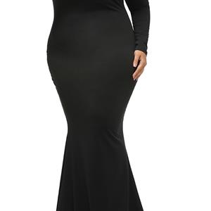 Sexy V Neck Long Sleeve Evening Party Fishtail Plus Size Maxi Dress N14458