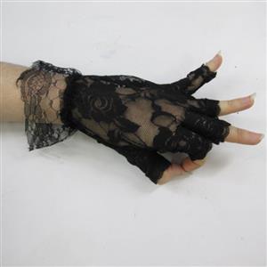 Gothic Sexy Sheer Floral Lace Fingerless Gloves Lolita Cosplay Accessory HG18916