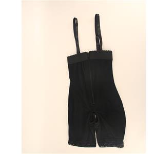 Sexy Black Spaghetti Straps Zipper Leaking Crotch Slimming Jumpsuit Underwear PT23254
