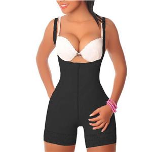 Sexy Black Spaghetti Straps Zipper Slimming Jumpsuit Underwear PT23257