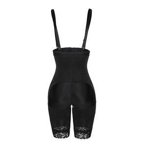 Sexy Black Spaghetti Straps Zipper Slimming Jumpsuit Underwear PT23257